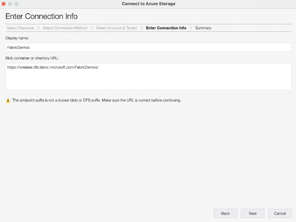 Enter the URL into Azure Storage Explorer