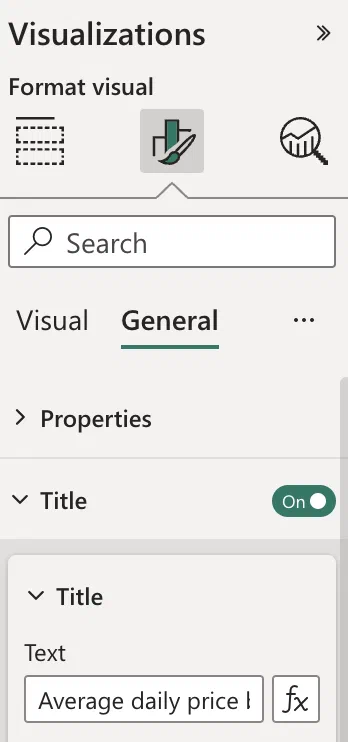 Formatting the line chart visualization