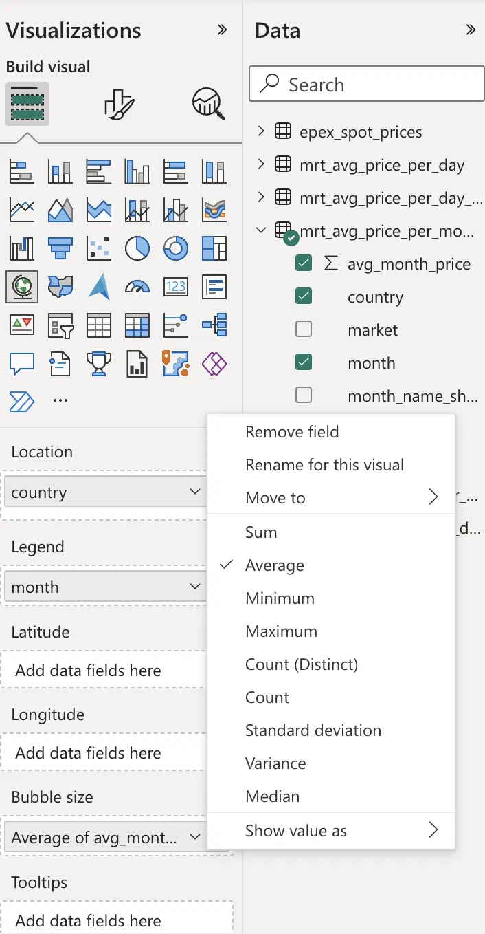 Configuring the map visualization