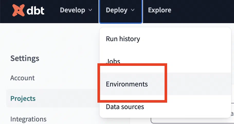 Deploy dropdown