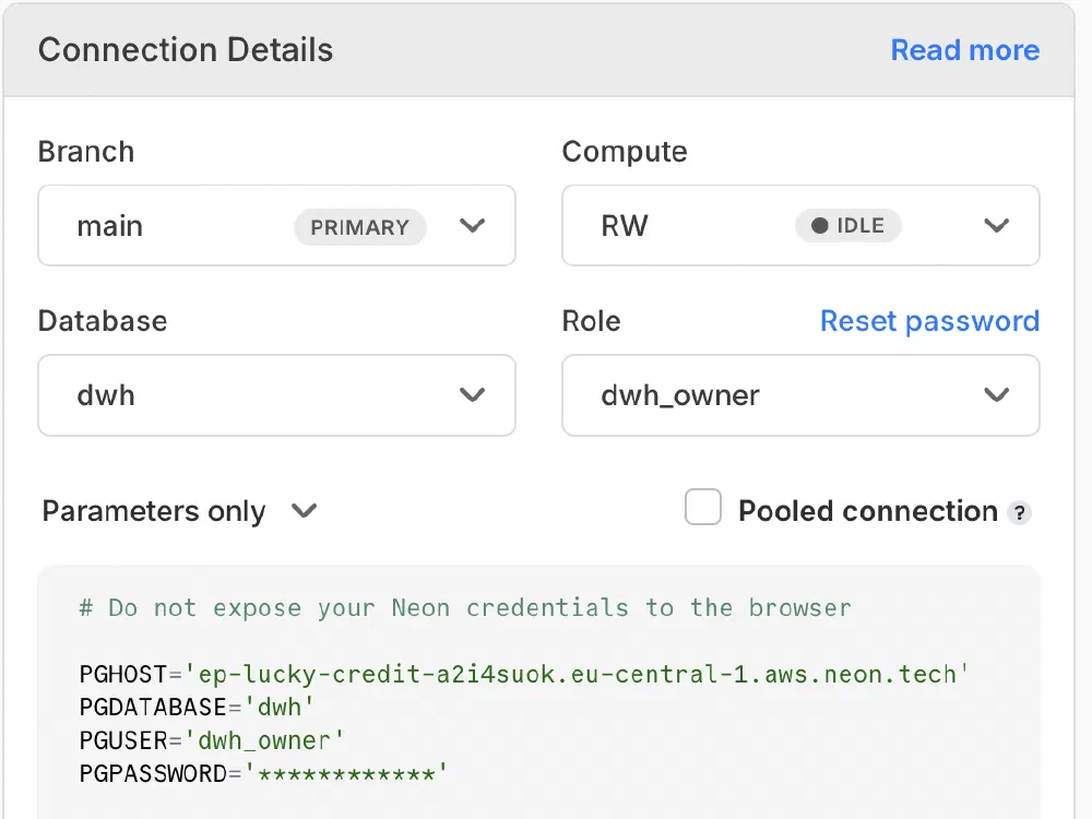 Neon connection details